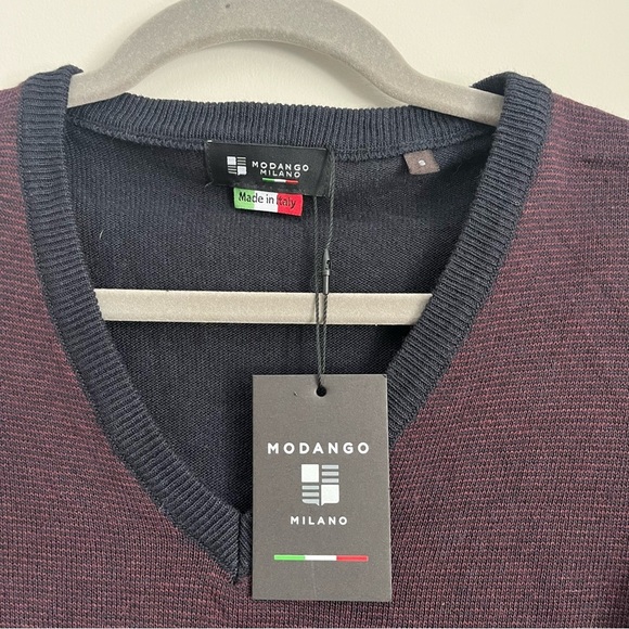 Modango Milano Men’s Sweater – Made in Italy – V-Neck, Colorblock – Size S NWT - Picture 4 of 6